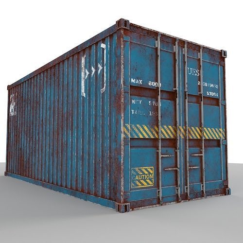 Rusted Container 20 ft Low-poly 3D model