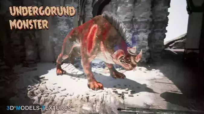 UnderGround Monster for UNREAL Low-poly 3D model