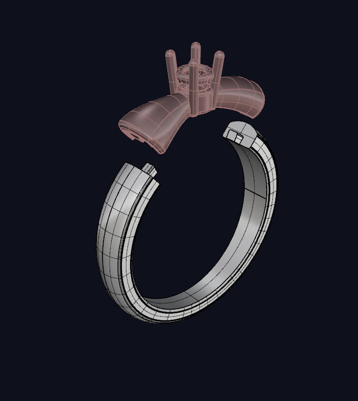bow ring 2  composite ring  3D print model_2