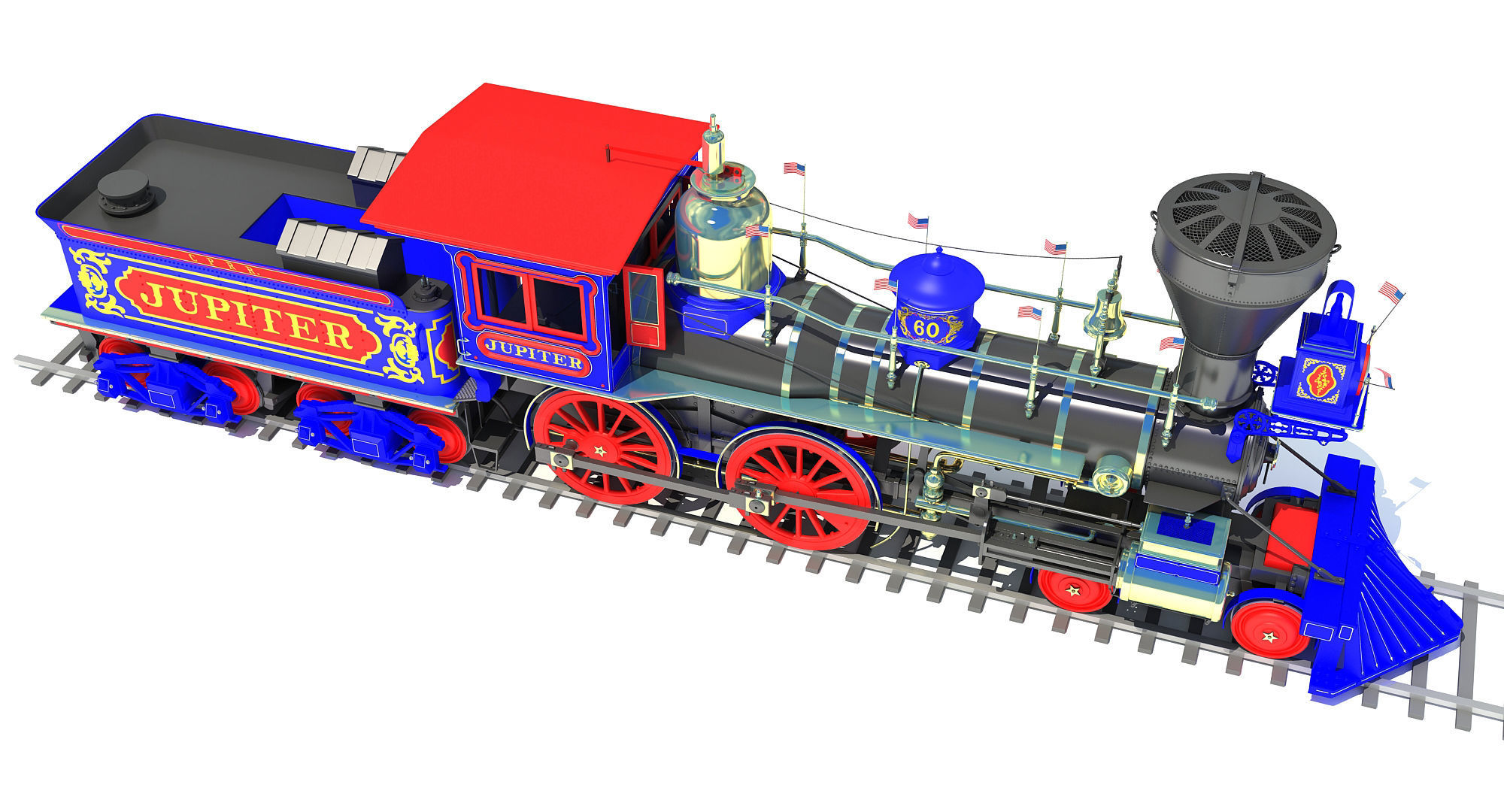 Jupiter Steam Locomotive  3D model_11