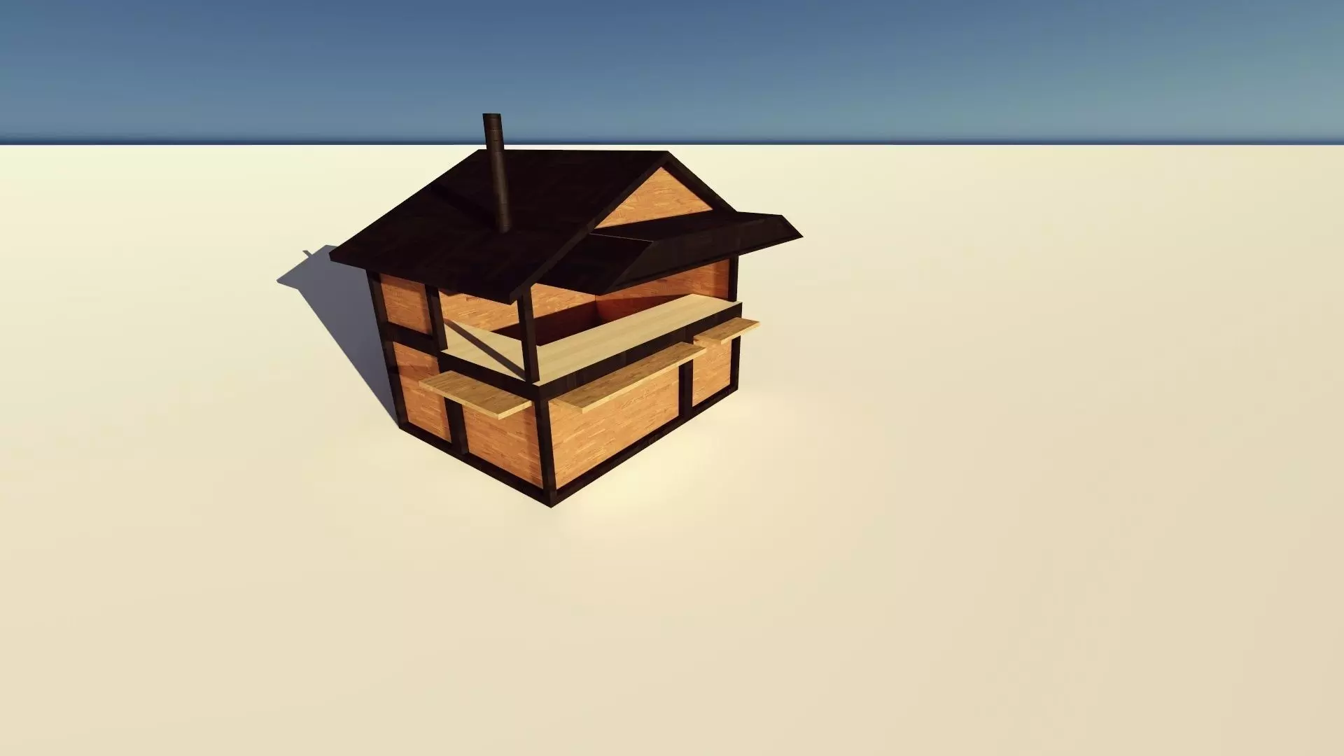 Wooden Altar 3m X 4m Low-poly 3D model_0