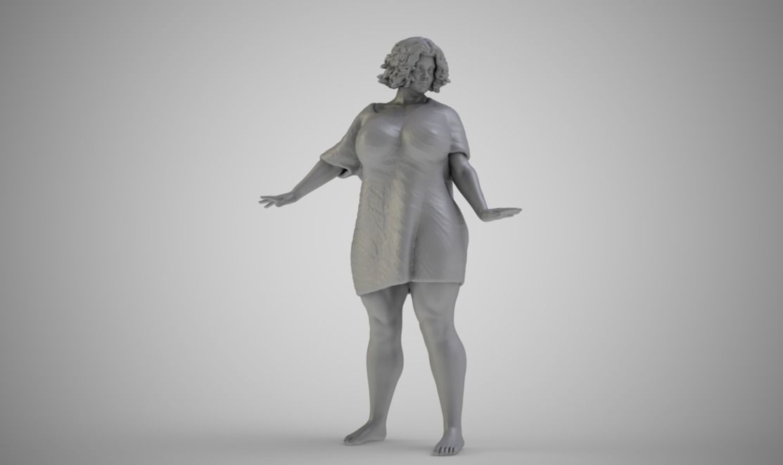 Fluffy Woman 3D print model_4