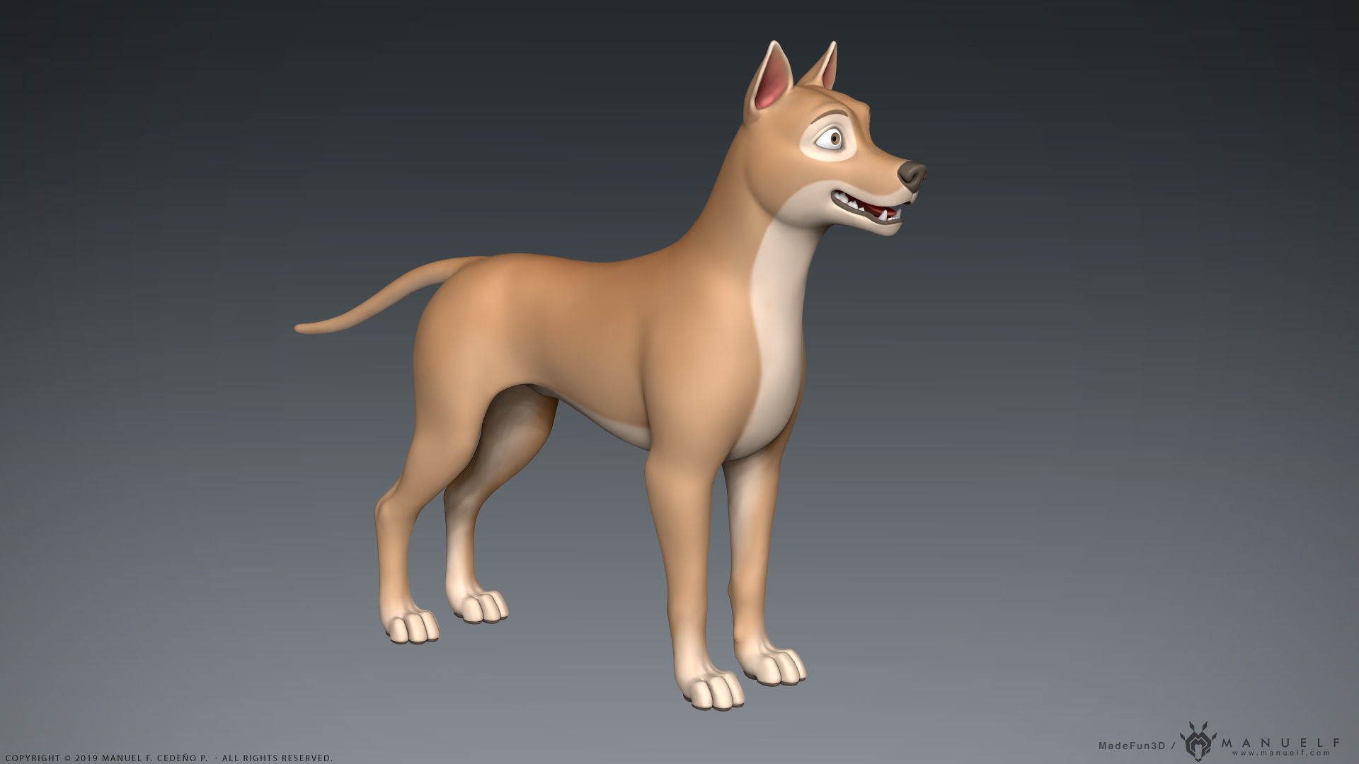Stylized Cartoon Dog Low-poly 3D model_1