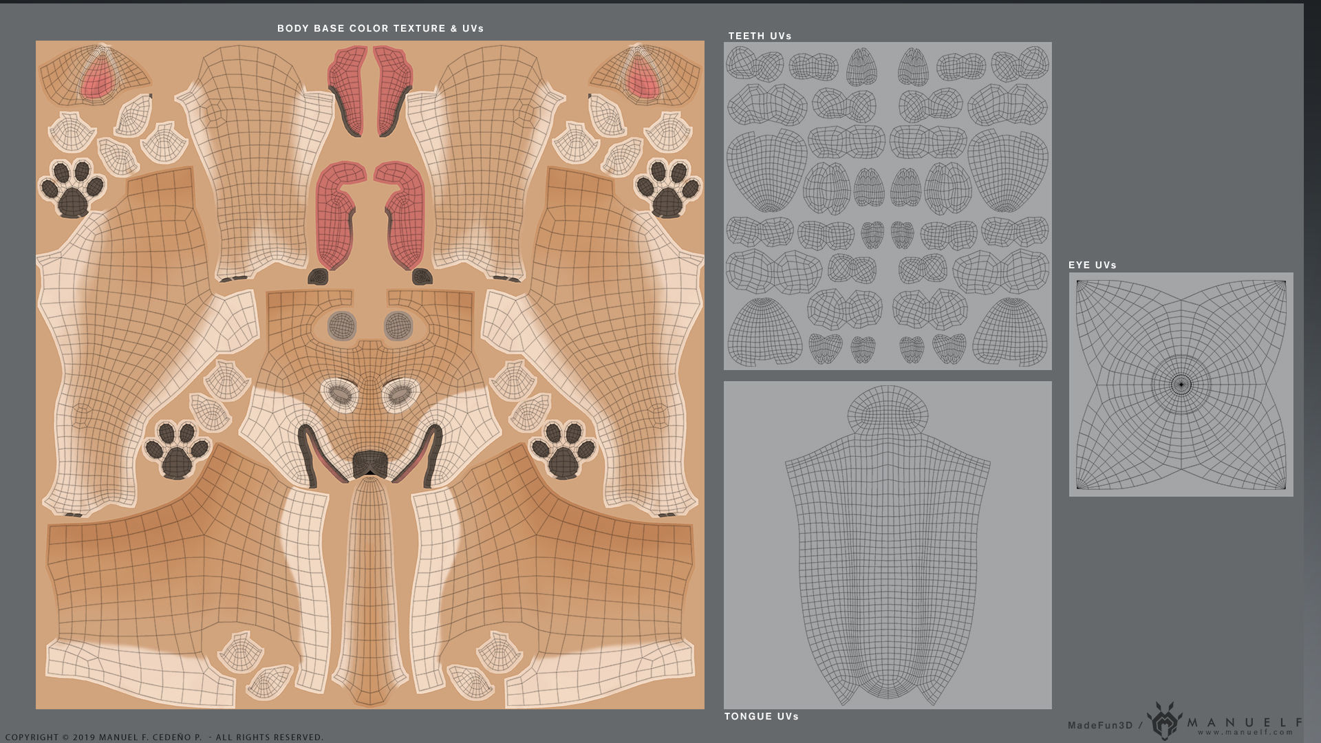 Stylized Cartoon Dog Low-poly 3D model_30