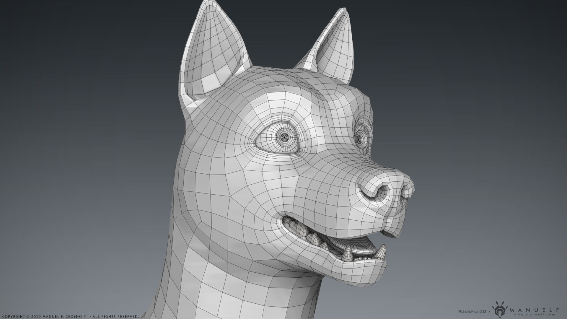 Stylized Cartoon Dog Low-poly 3D model_27