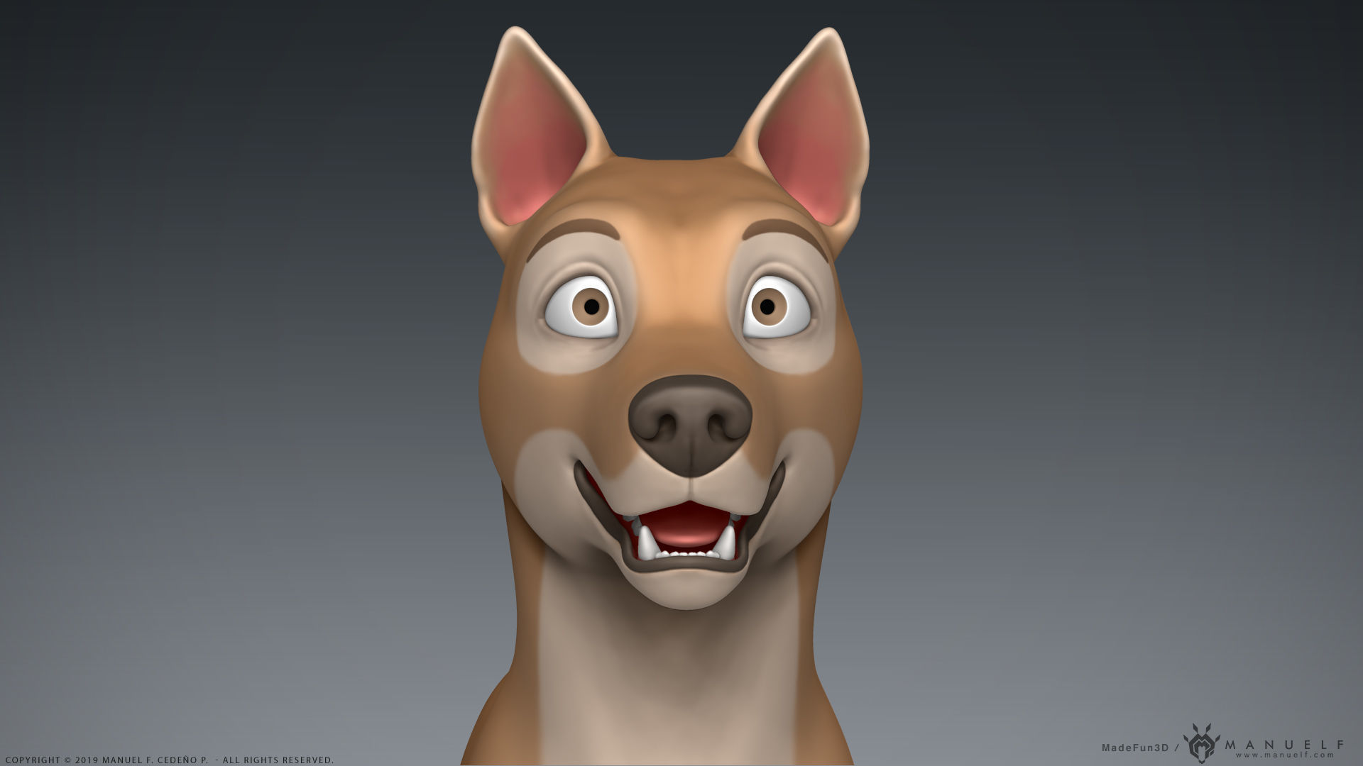 Stylized Cartoon Dog Low-poly 3D model_8