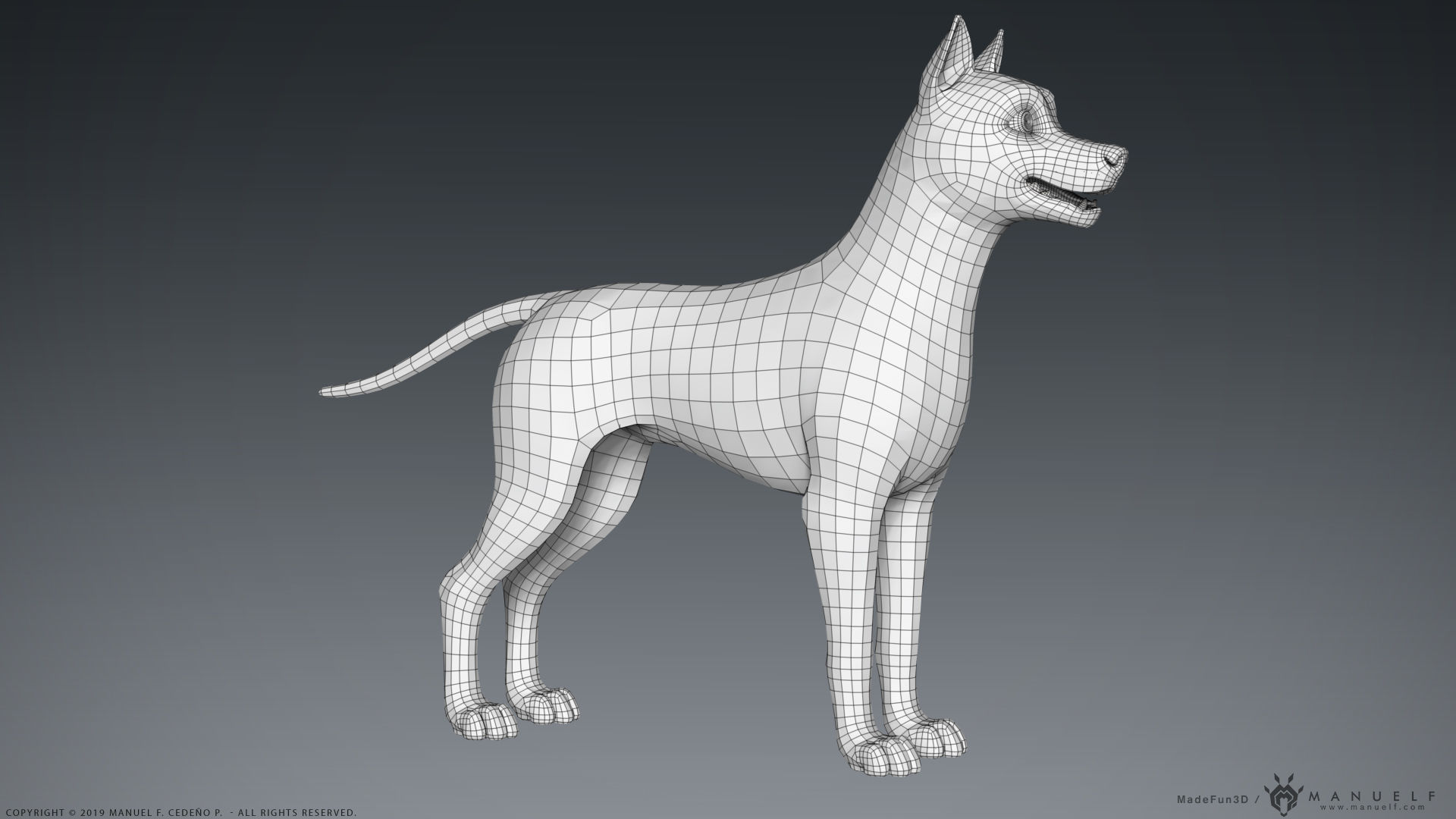 Stylized Cartoon Dog Low-poly 3D model_21