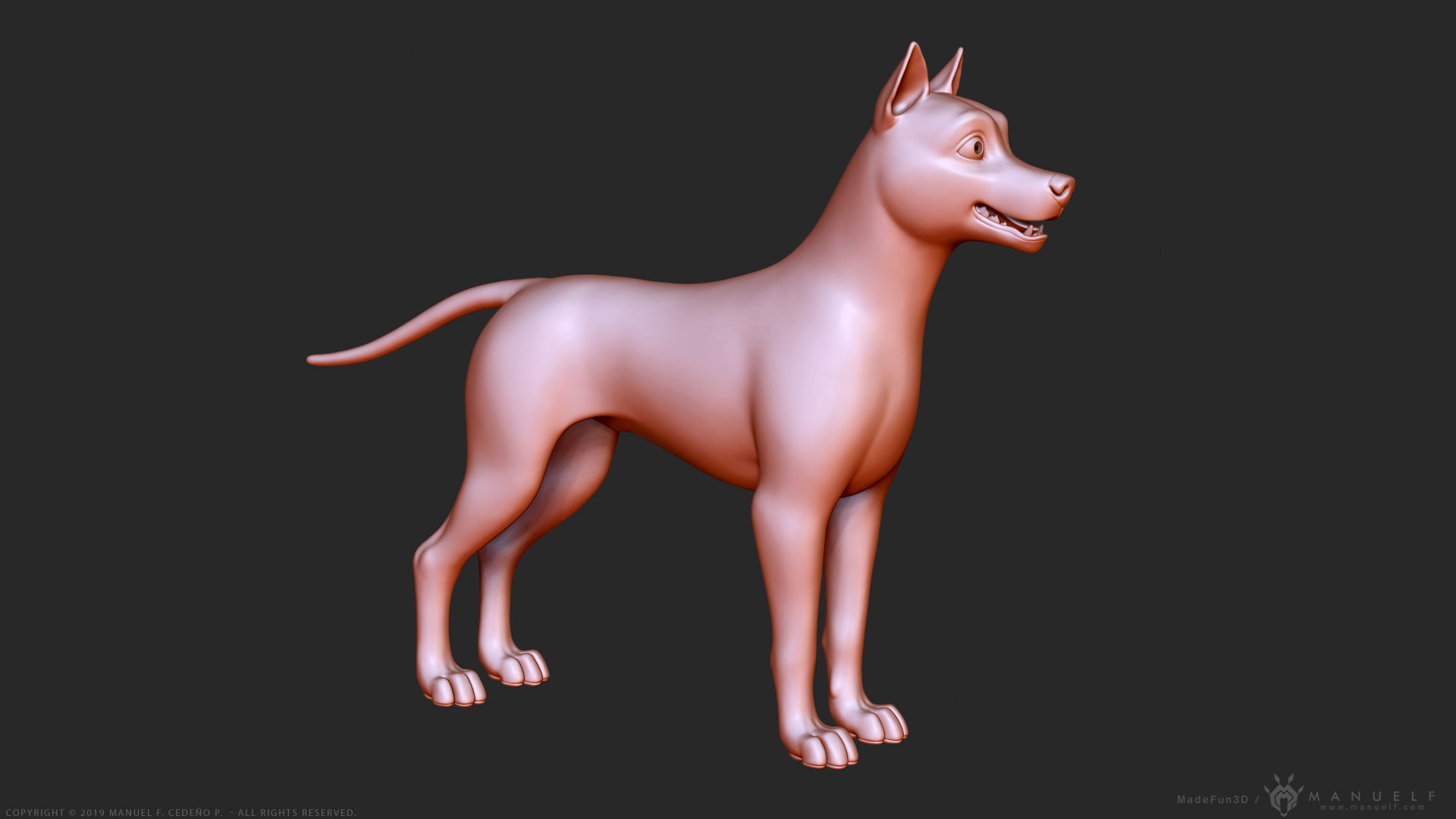Stylized Cartoon Dog Low-poly 3D model_13