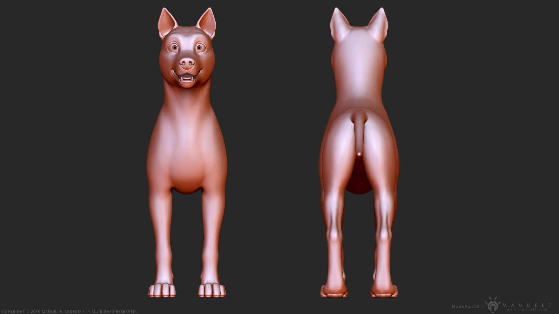 Stylized Cartoon Dog Low-poly 3D model_18