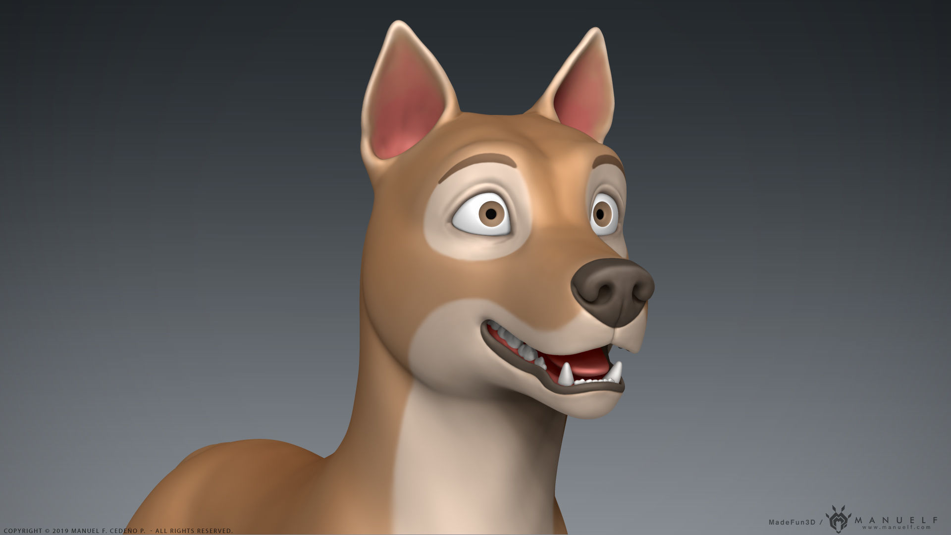 Stylized Cartoon Dog Low-poly 3D model_7
