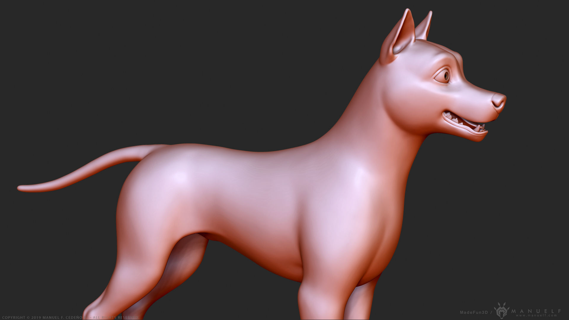 Stylized Cartoon Dog Low-poly 3D model_14