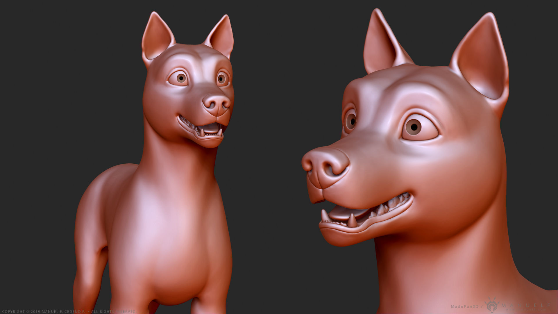 Stylized Cartoon Dog Low-poly 3D model_16