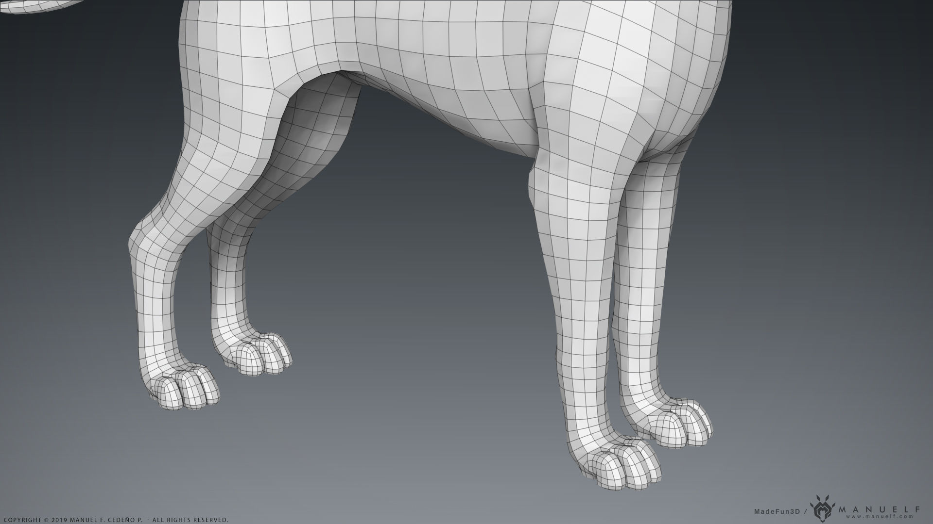 Stylized Cartoon Dog Low-poly 3D model_24