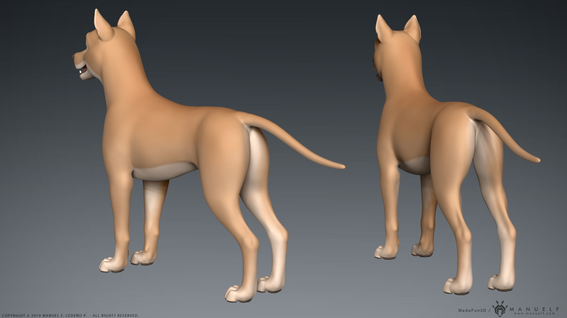 Stylized Cartoon Dog Low-poly 3D model_9