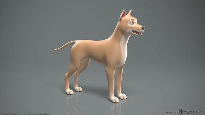 Stylized Cartoon Dog Low-poly 3D model
