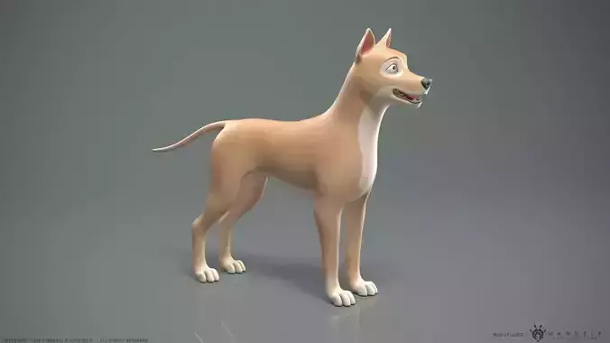 Stylized Cartoon Dog Low-poly 3D model