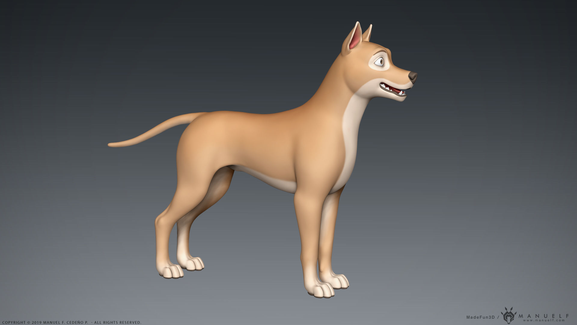 Stylized Cartoon Dog Low-poly 3D model_2