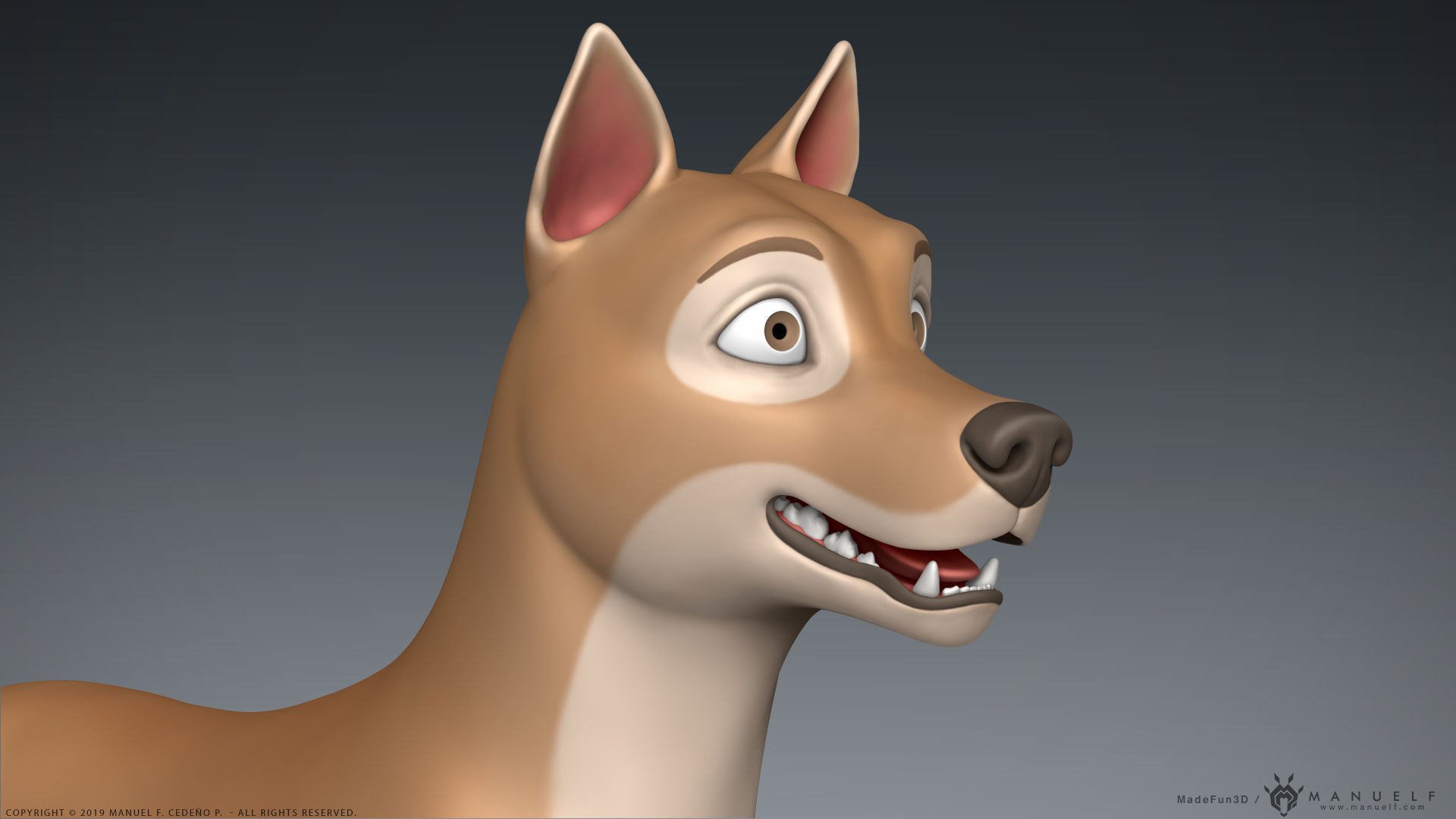 Stylized Cartoon Dog Low-poly 3D model_6