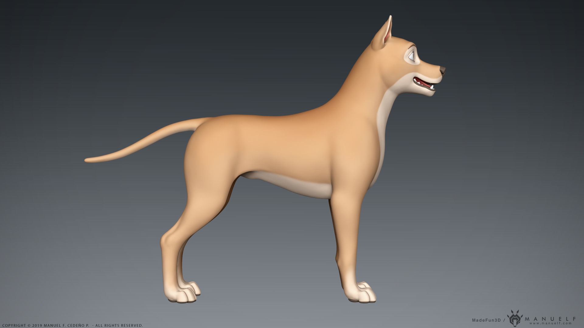 Stylized Cartoon Dog Low-poly 3D model_3