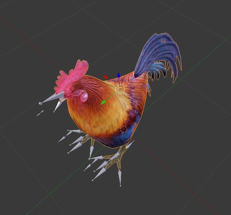 Rooster colorful Low-poly 3D model_2