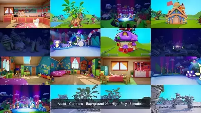 Asset - Cartoons - Background 03 - Hight Poly 3D Model Collection