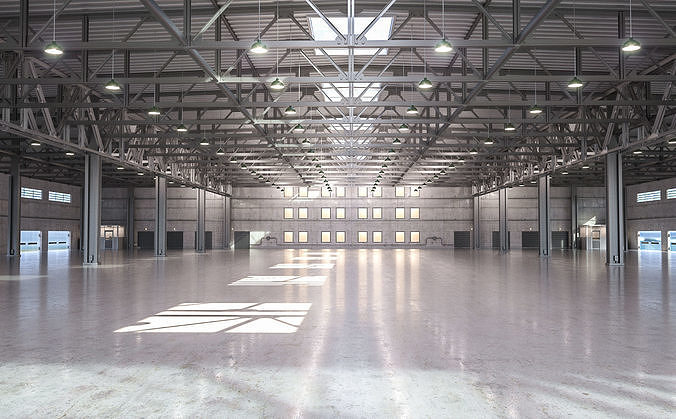 Warehouse empty with windows 3D model