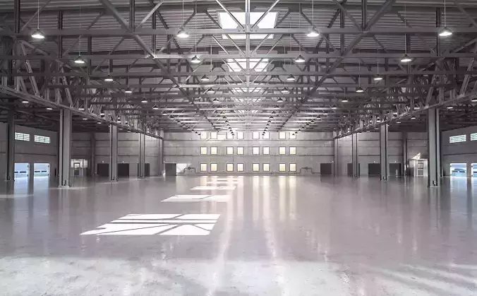 Warehouse empty with windows 3D model
