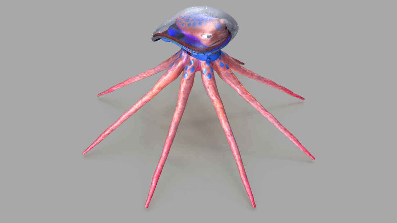 space octopus Low-poly 3D model_14