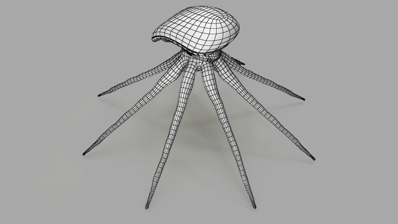 space octopus Low-poly 3D model_18
