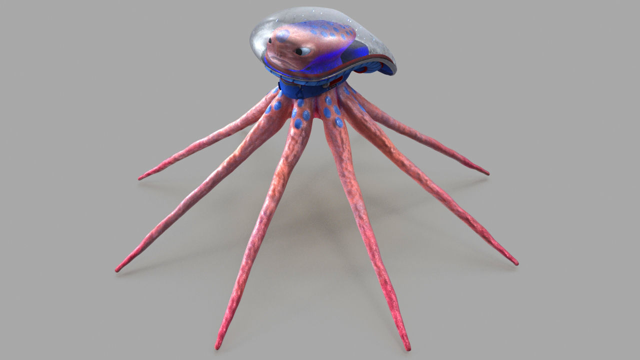 space octopus Low-poly 3D model_13