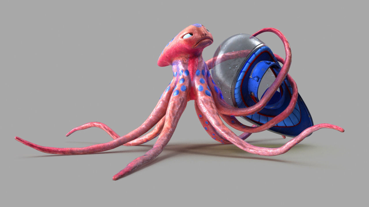 space octopus Low-poly 3D model_10