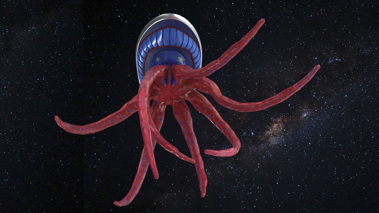 space octopus Low-poly 3D model_6