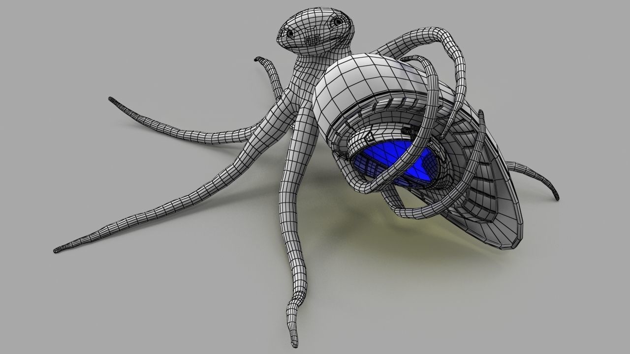 space octopus Low-poly 3D model_9