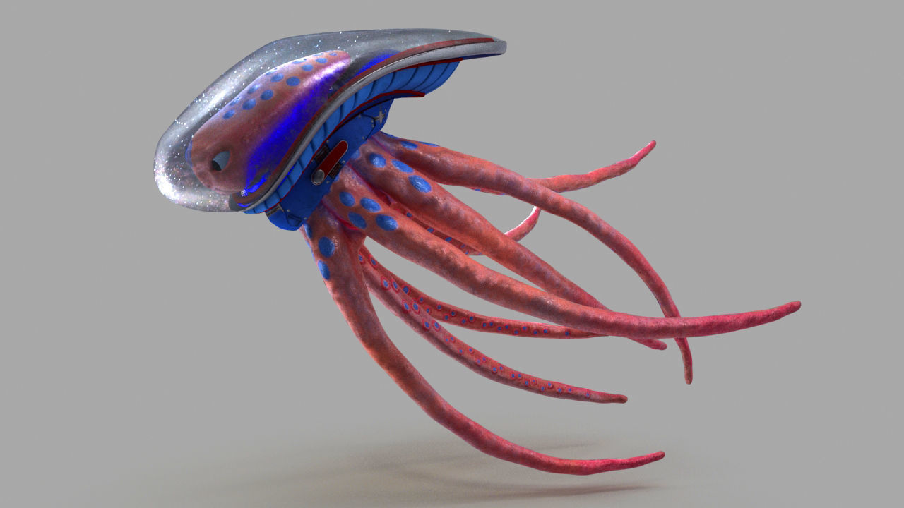 space octopus Low-poly 3D model_3