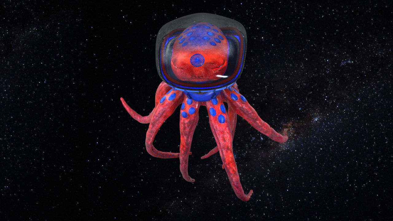space octopus Low-poly 3D model_4