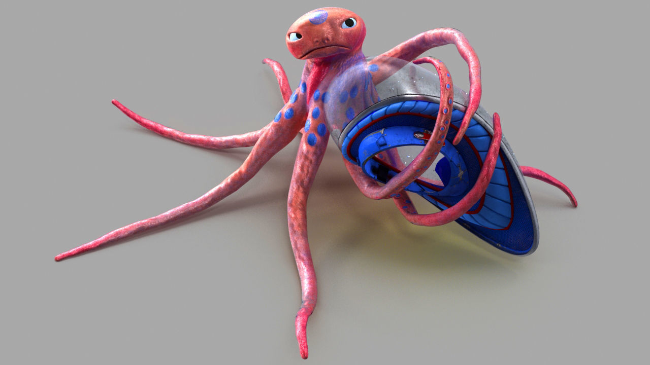 space octopus Low-poly 3D model_7