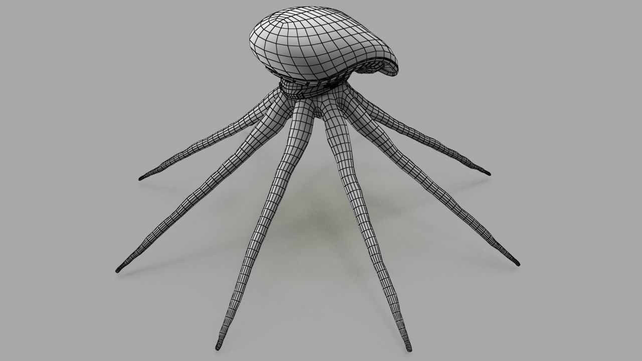 space octopus Low-poly 3D model_17