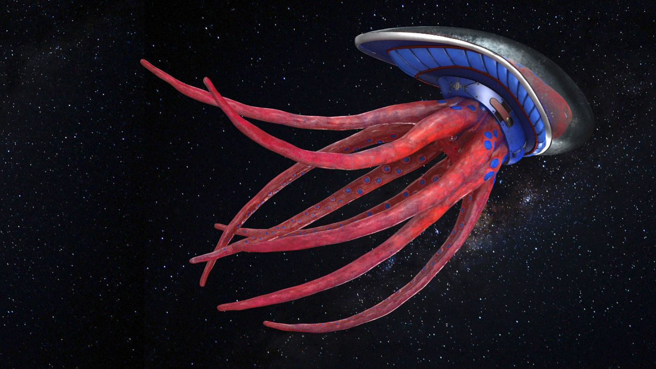 space octopus Low-poly 3D model_5