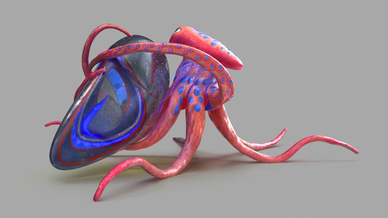 space octopus Low-poly 3D model_12