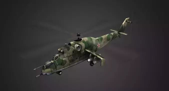 Mi-24 Hind Helicopter Low-poly 3D model