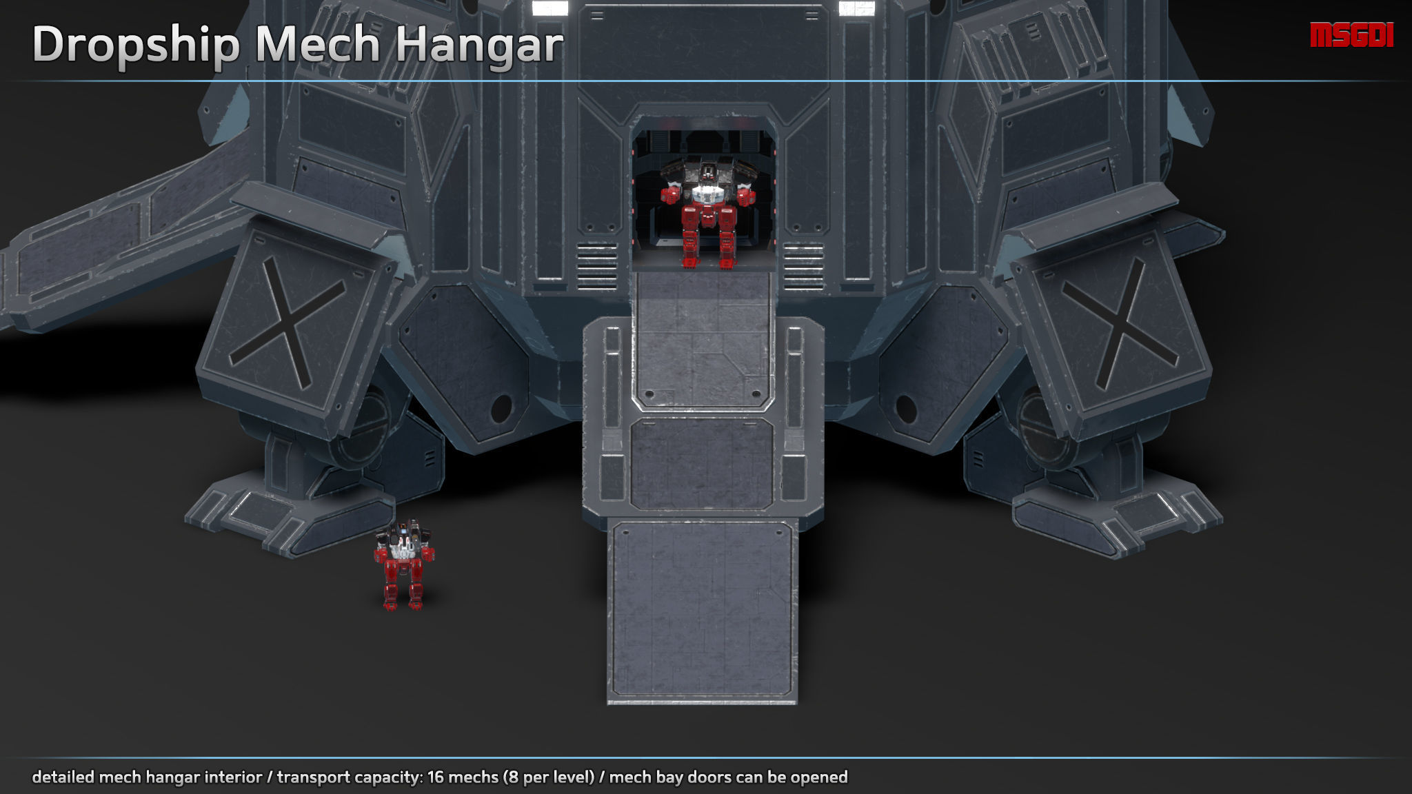 Scifi Dropship Icarus Low-poly 3D model_2