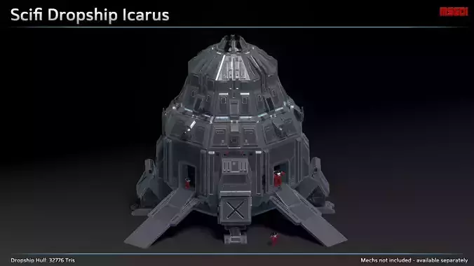 Scifi Dropship Icarus Low-poly 3D model