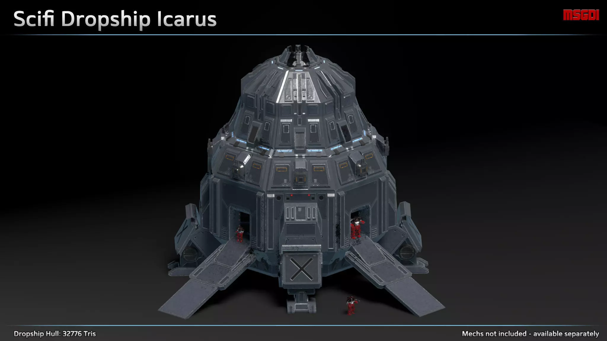 Scifi Dropship Icarus Low-poly 3D model_0