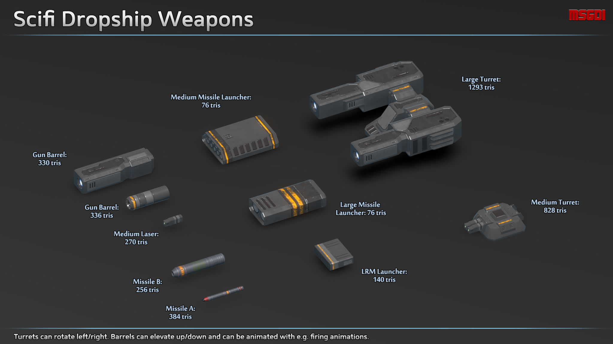Scifi Dropship Icarus Low-poly 3D model_1