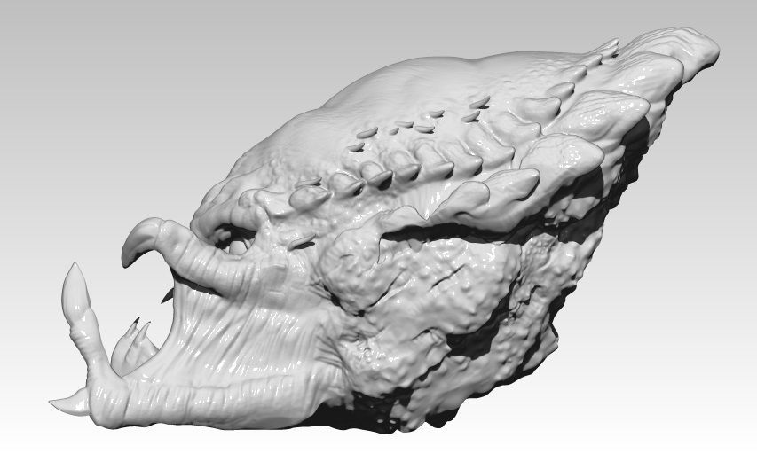 Detailed Monster Head  3D print model_1