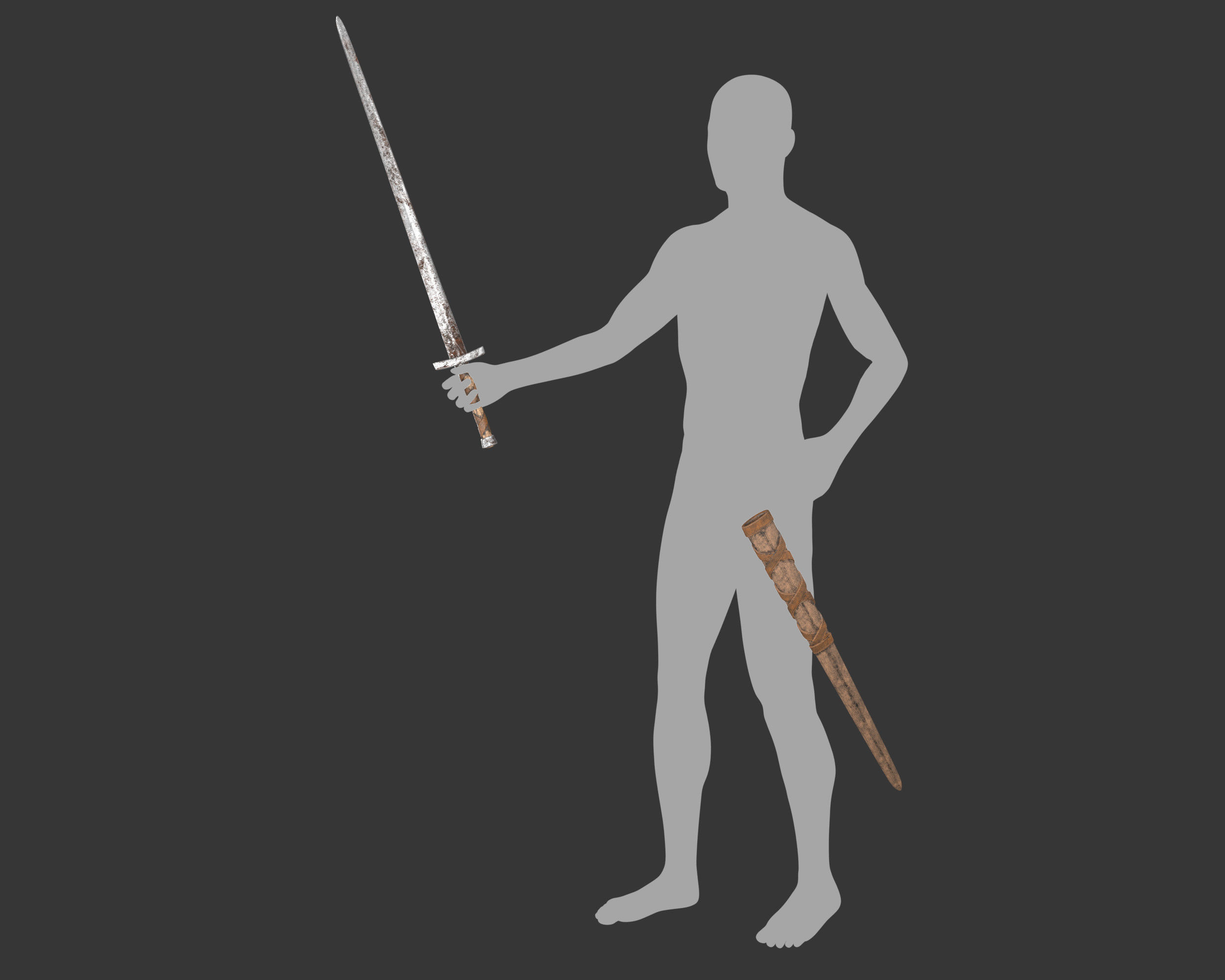 Medieval Crude Weapon Short Sword Low-poly 3D model_19