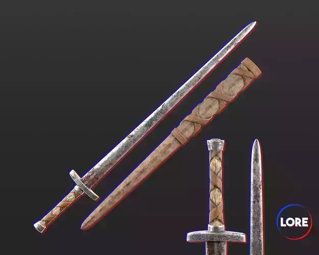 Medieval Crude Weapon Short Sword Low-poly 3D model