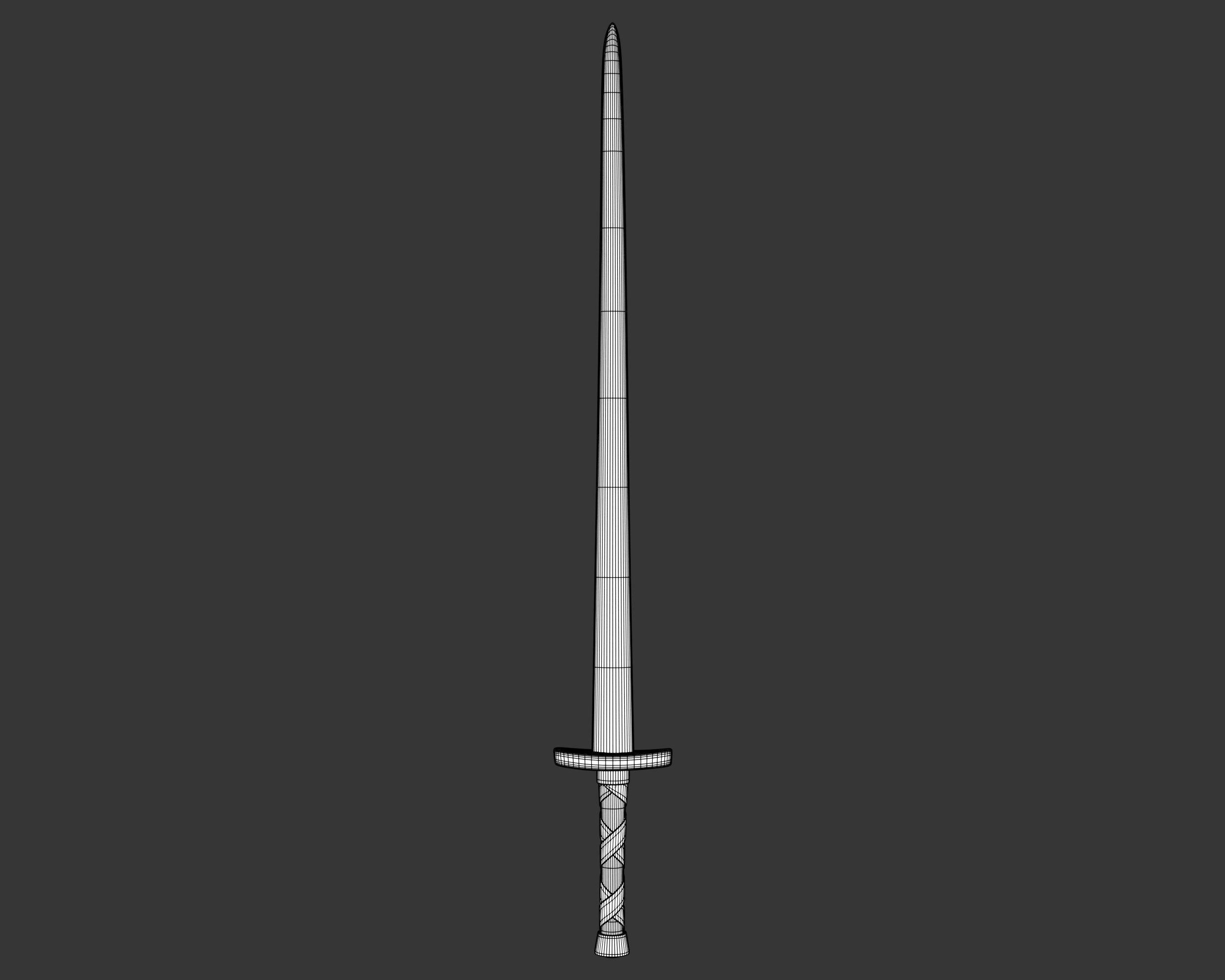 Medieval Crude Weapon Short Sword Low-poly 3D model_5