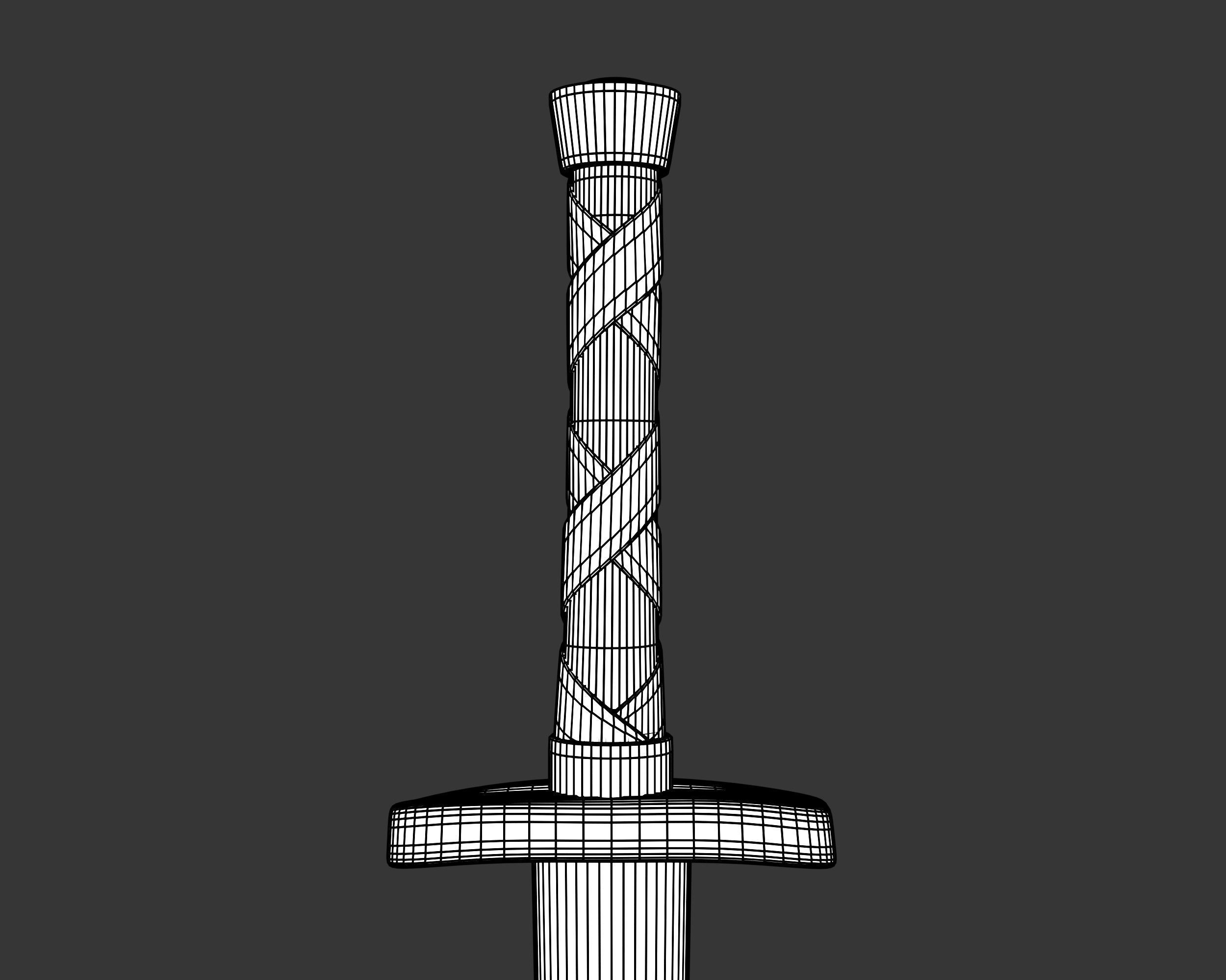 Medieval Crude Weapon Short Sword Low-poly 3D model_14