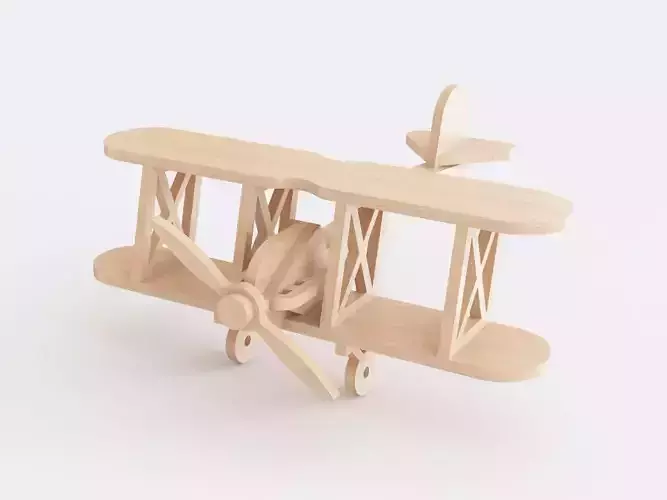 Wooden toy biplane 01